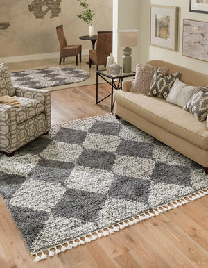 Gray 10' x 10' Serenity Shag Square Area Rug Thick Soft Touch Fluffy & Plush Shaggy Pile