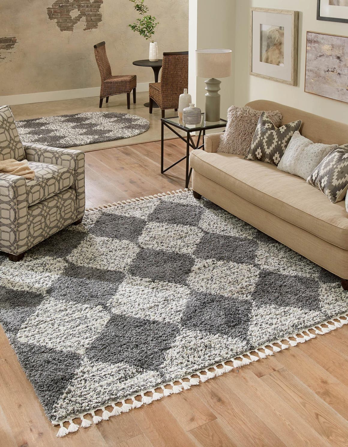 Gray 7' 10 x 7' 10 Serenity Shag Square Area Rug Thick Soft Touch Fluffy & Plush Shaggy Pile Carpet for Living Rooms, Kitchen, Bedrooms, Office, Dorms for Sale at Rug Engine