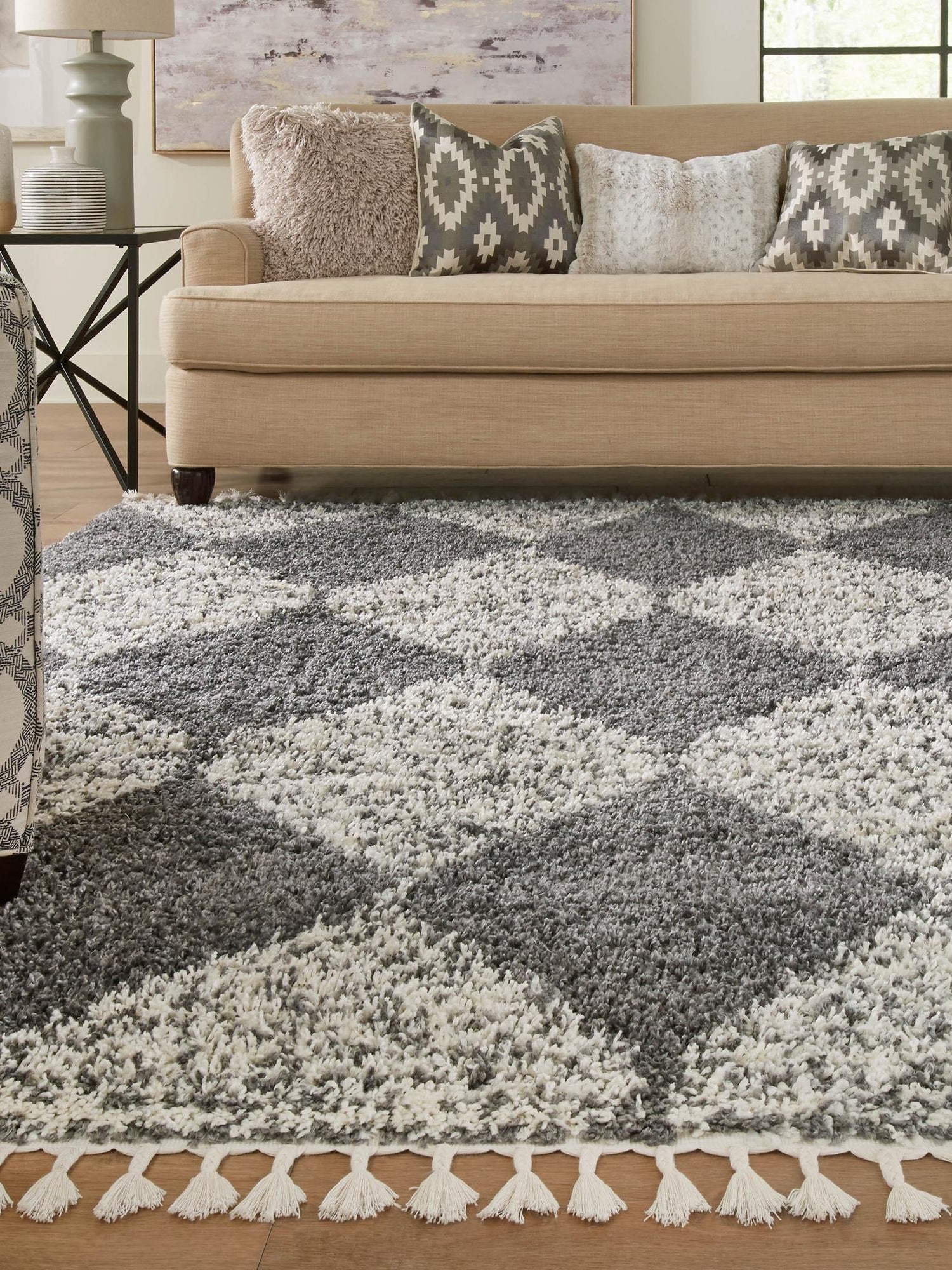 Gray 7' 10 x 7' 10 Serenity Shag Square Area Rug Thick Soft Touch Fluffy & Plush Shaggy Pile Carpet for Living Rooms, Kitchen, Bedrooms, Office, Dorms for Sale at Rug Engine