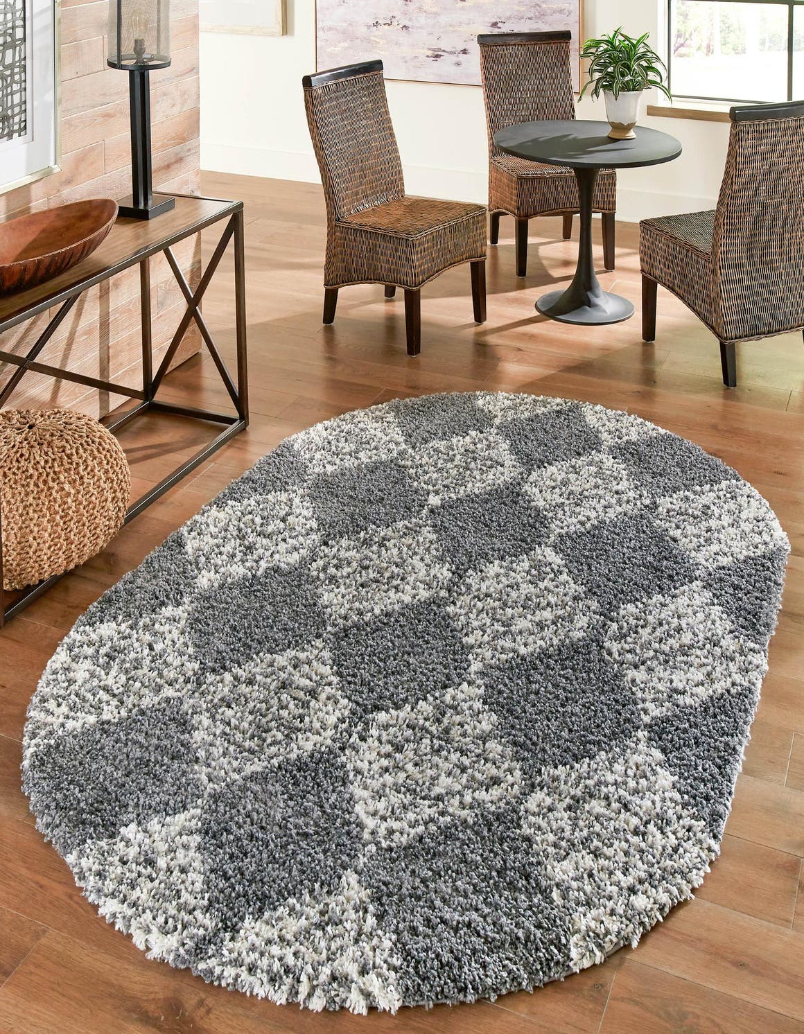 Gray 7' 10 x 10' Serenity Shag Oval Area Rug Thick Soft Touch Fluffy & Plush Shaggy Pile Carpet for Living Rooms, Kitchen, Bedrooms, Office, Dorms for Sale at Rug Engine