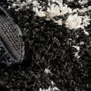 Black and White 9' x 12' Serenity Shag Rectangle Area Rug Thick Soft Touch Fluffy & Plush Shaggy Pile