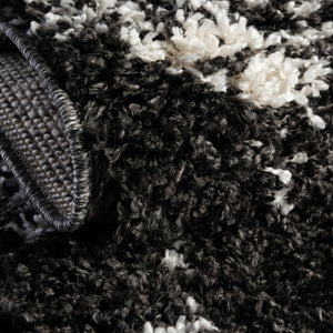 Black and White 10' x 10' Serenity Shag Round Area Rug Thick Soft Touch Fluffy & Plush Shaggy Pile Carpet for Living Rooms, Kitchen, Bedrooms, Office, Dorms for Sale at Rug Engine