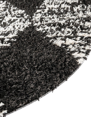 Black and White 10' x 10' Serenity Shag Round Area Rug Thick Soft Touch Fluffy & Plush Shaggy Pile Carpet for Living Rooms, Kitchen, Bedrooms, Office, Dorms for Sale at Rug Engine
