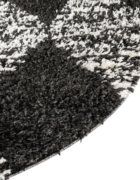 Black and White 10' x 10' Serenity Shag Round Area Rug Thick Soft Touch Fluffy & Plush Shaggy Pile Carpet for Living Rooms, Kitchen, Bedrooms, Office, Dorms for Sale at Rug Engine