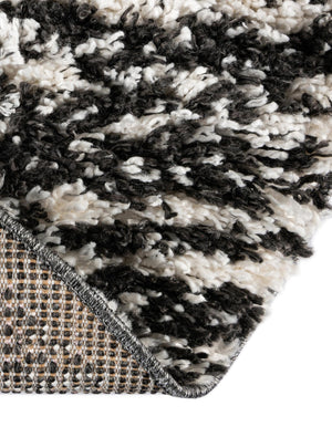 Black and White 5' 3 x 8' Serenity Shag Oval Area Rug Thick Soft Touch Fluffy & Plush Shaggy Pile Carpet for Living Rooms, Kitchen, Bedrooms, Office, Dorms for Sale at Rug Engine