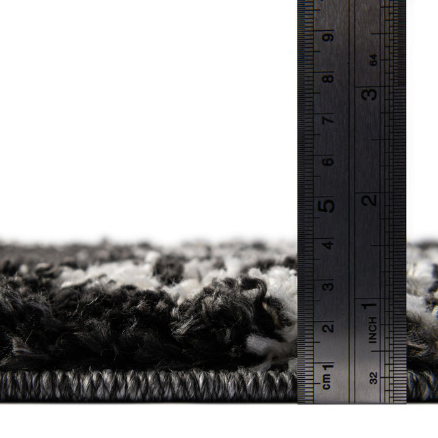 Black and White 2' 7 x 12' Serenity Shag Runner Area Rug Thick Soft Touch Fluffy & Plush Shaggy Pile