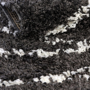 Black and White 9' x 12' Serenity Shag Rectangle Area Rug Thick Soft Touch Fluffy & Plush Shaggy Pile Carpet for Living Rooms, Kitchen, Bedrooms, Office, Dorms for Sale at Rug Engine