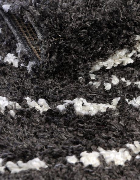 Black and White 3' 3 x 3' 3 Serenity Shag Round Area Rug Thick Soft Touch Fluffy & Plush Shaggy Pile Carpet for Living Rooms, Kitchen, Bedrooms, Office, Dorms for Sale at Rug Engine