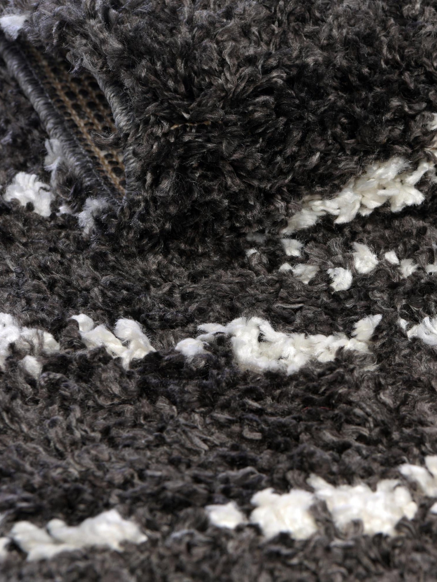 Black and White 5' 3 x 5' 3 Serenity Shag Round Area Rug Thick Soft Touch Fluffy & Plush Shaggy Pile Carpet for Living Rooms, Kitchen, Bedrooms, Office, Dorms for Sale at Rug Engine