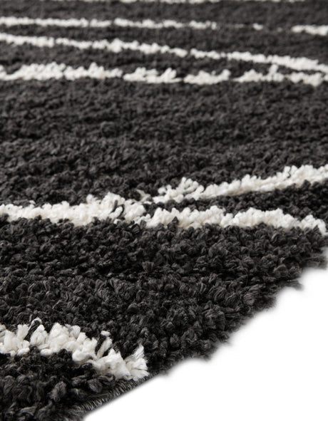 Black and White 7' x 7' Serenity Shag Round Area Rug Thick Soft Touch Fluffy & Plush Shaggy Pile Carpet for Living Rooms, Kitchen, Bedrooms, Office, Dorms for Sale at Rug Engine