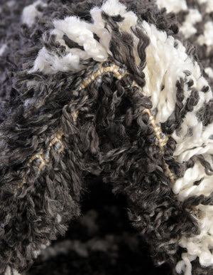 Black and White 10' x 10' Serenity Shag Round Area Rug Thick Soft Touch Fluffy & Plush Shaggy Pile