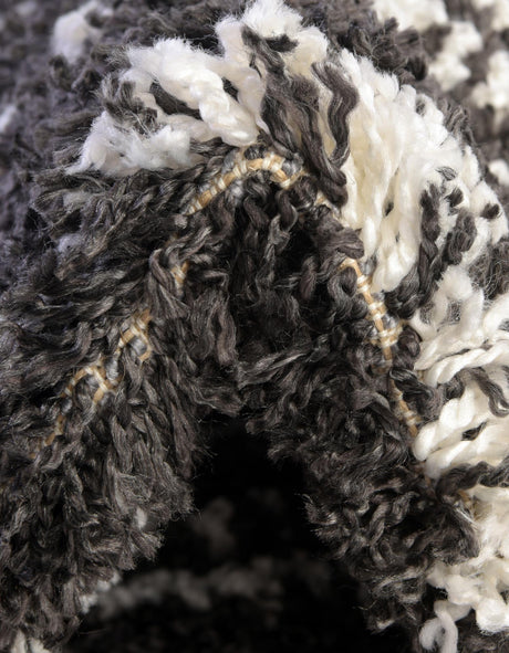 Black and White 3' 3 x 3' 3 Serenity Shag Round Area Rug Thick Soft Touch Fluffy & Plush Shaggy Pile Carpet for Living Rooms, Kitchen, Bedrooms, Office, Dorms for Sale at Rug Engine