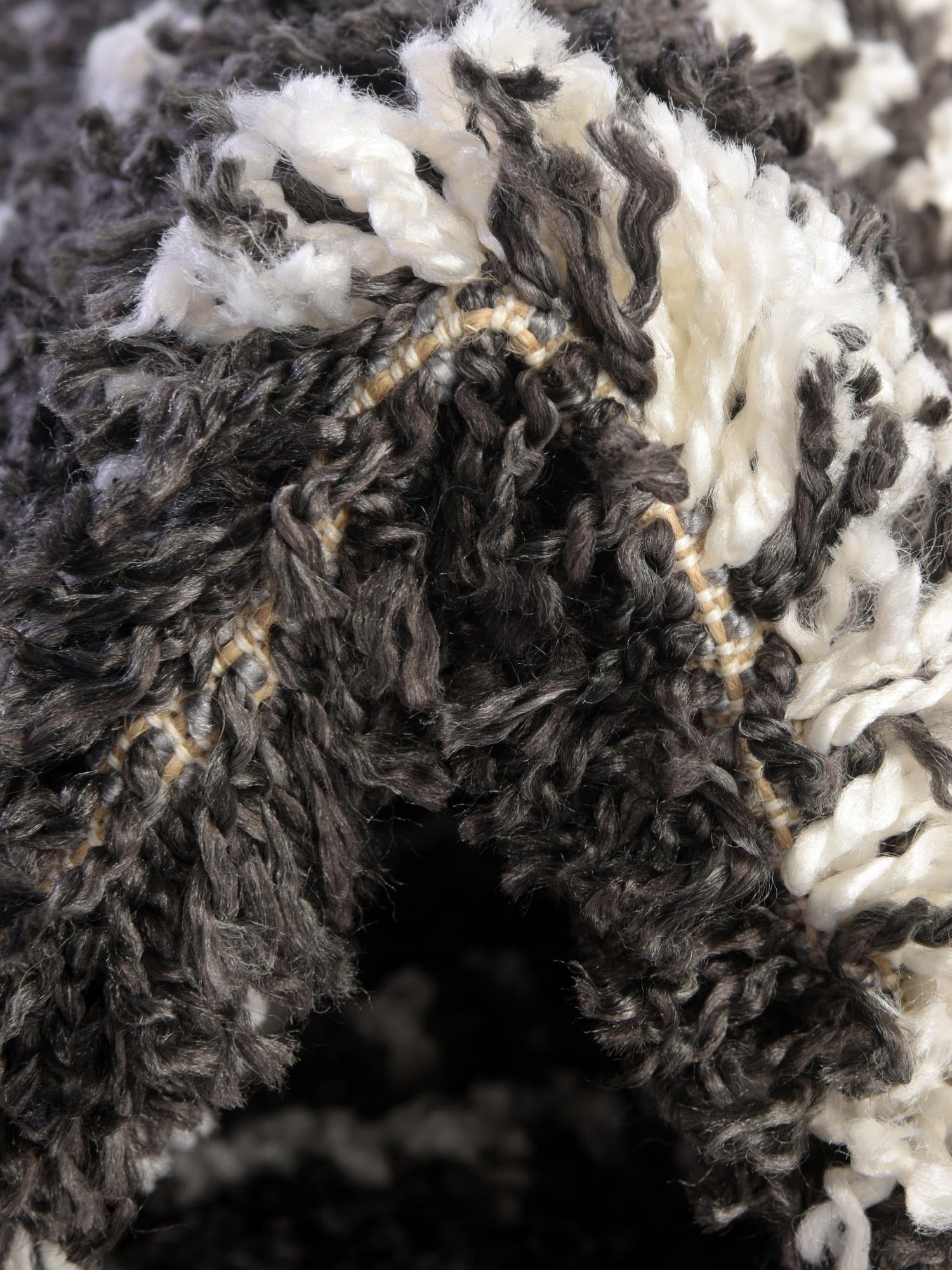 Black and White 7' x 7' Serenity Shag Round Area Rug Thick Soft Touch Fluffy & Plush Shaggy Pile Carpet for Living Rooms, Kitchen, Bedrooms, Office, Dorms for Sale at Rug Engine