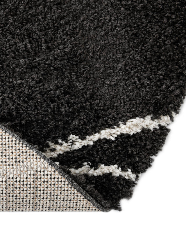 Black and White 10' x 10' Serenity Shag Round Area Rug Thick Soft Touch Fluffy & Plush Shaggy Pile