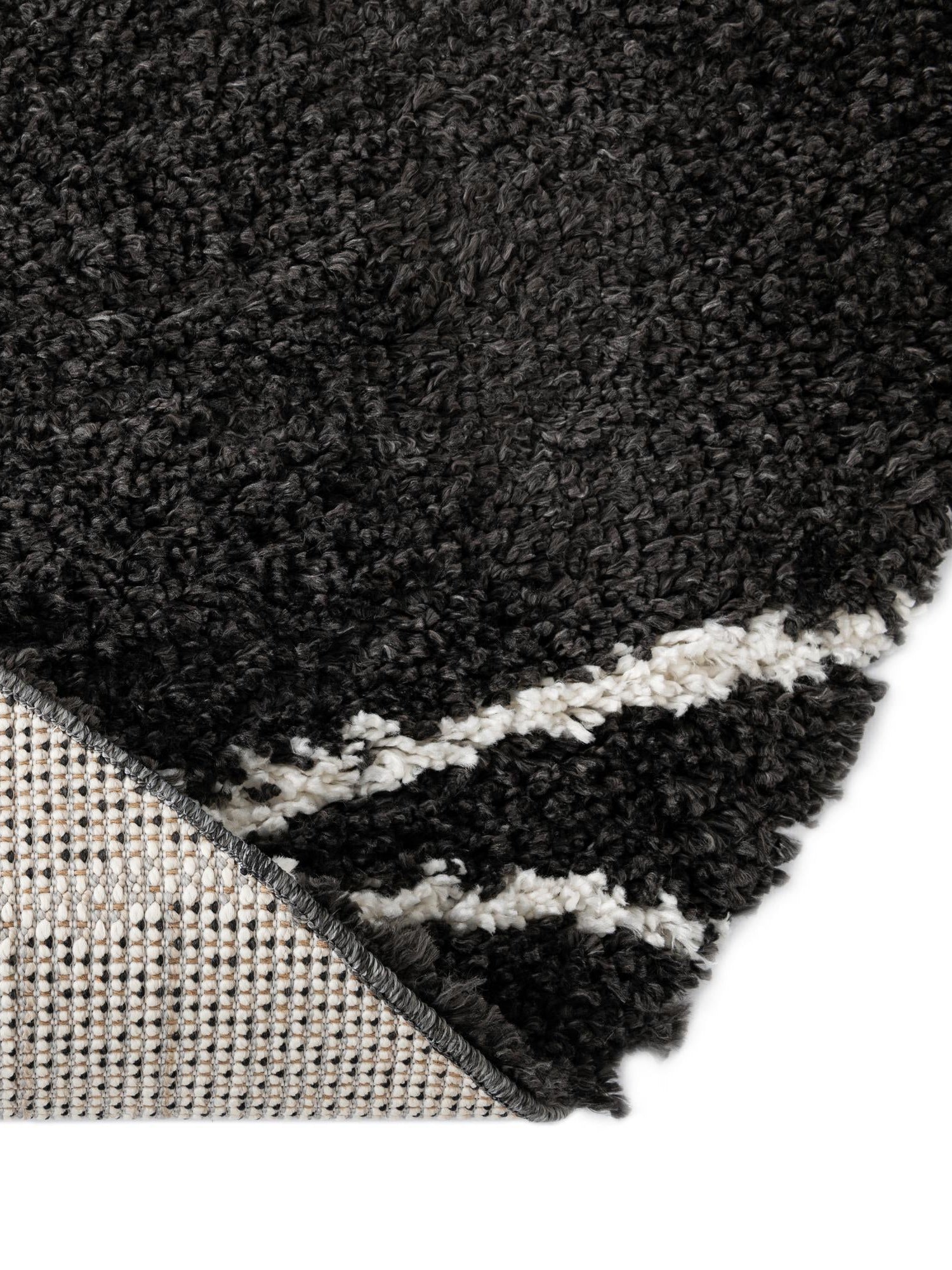 Black and White 5' 3 x 5' 3 Serenity Shag Round Area Rug Thick Soft Touch Fluffy & Plush Shaggy Pile Carpet for Living Rooms, Kitchen, Bedrooms, Office, Dorms for Sale at Rug Engine