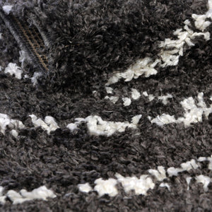 Black and White 2' 7 x 12' Serenity Shag Runner Area Rug Thick Soft Touch Fluffy & Plush Shaggy Pile