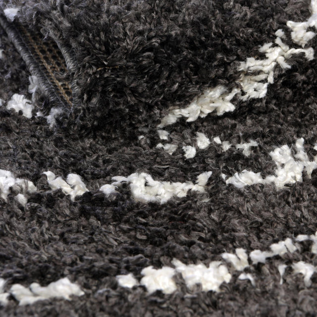 Black and White 2' 7 x 12' Serenity Shag Runner Area Rug Thick Soft Touch Fluffy & Plush Shaggy Pile
