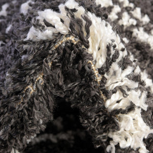 Black and White 2' 7 x 12' Serenity Shag Runner Area Rug Thick Soft Touch Fluffy & Plush Shaggy Pile
