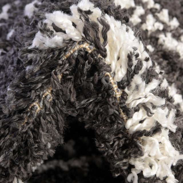 Black and White 2' 7 x 12' Serenity Shag Runner Area Rug Thick Soft Touch Fluffy & Plush Shaggy Pile