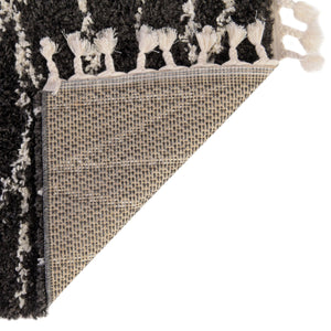 Black and White 2' 7 x 12' Serenity Shag Runner Area Rug Thick Soft Touch Fluffy & Plush Shaggy Pile
