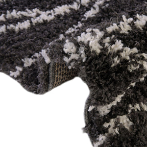 Black and White 2' 7 x 12' Serenity Shag Runner Area Rug Thick Soft Touch Fluffy & Plush Shaggy Pile