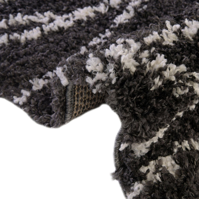 Black and White 2' 7 x 12' Serenity Shag Runner Area Rug Thick Soft Touch Fluffy & Plush Shaggy Pile