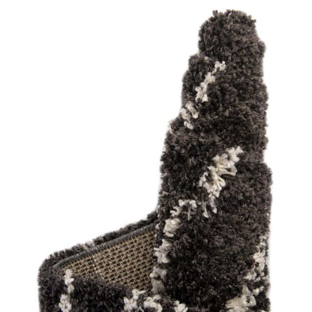 Black and White 2' 7 x 12' Serenity Shag Runner Area Rug Thick Soft Touch Fluffy & Plush Shaggy Pile