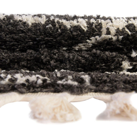 Black and White 2' 7 x 12' Serenity Shag Runner Area Rug Thick Soft Touch Fluffy & Plush Shaggy Pile Carpet for Living Rooms, Kitchen, Bedrooms, Office, Dorms for Sale at Rug Engine