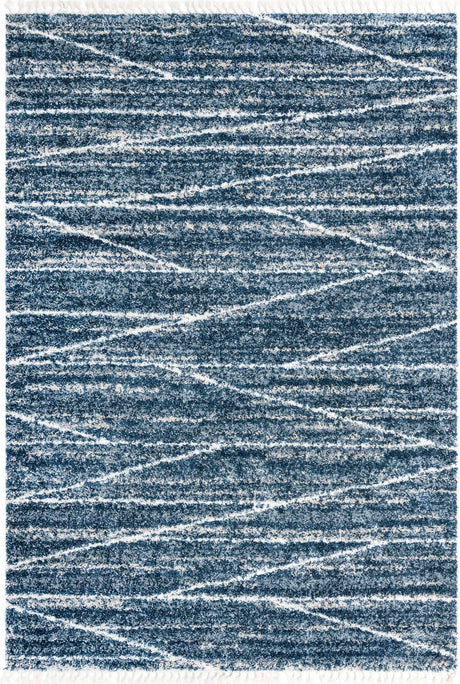 Blue 10' x 14' Serenity Shag Rectangle Area Rug Thick Soft Touch Fluffy & Plush Shaggy Pile