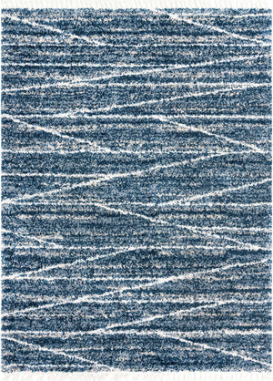 Blue 9' x 12' Serenity Shag Rectangle Area Rug Thick Soft Touch Fluffy & Plush Shaggy Pile