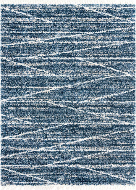Blue 9' x 12' Serenity Shag Rectangle Area Rug Thick Soft Touch Fluffy & Plush Shaggy Pile