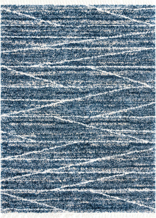Blue 9' x 12' Serenity Shag Rectangle Area Rug Thick Soft Touch Fluffy & Plush Shaggy Pile