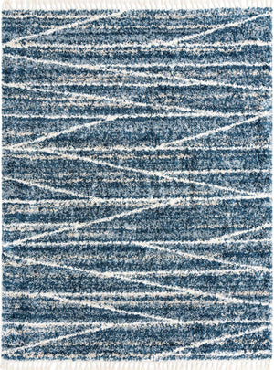 Blue 7' 10 x 10' Serenity Shag Rectangle Area Rug Thick Soft Touch Fluffy & Plush Shaggy Pile