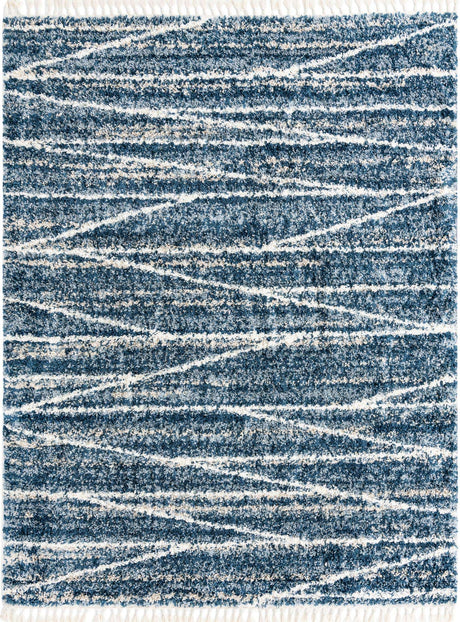 Blue 7' 10 x 10' Serenity Shag Rectangle Area Rug Thick Soft Touch Fluffy & Plush Shaggy Pile
