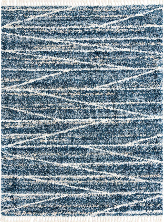 Blue 7' 10 x 10' Serenity Shag Rectangle Area Rug Thick Soft Touch Fluffy & Plush Shaggy Pile