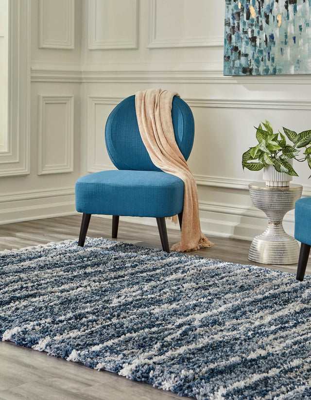Blue 4' x 6' Serenity Shag Rectangle Area Rug Thick Soft Touch Fluffy & Plush Shaggy Pile