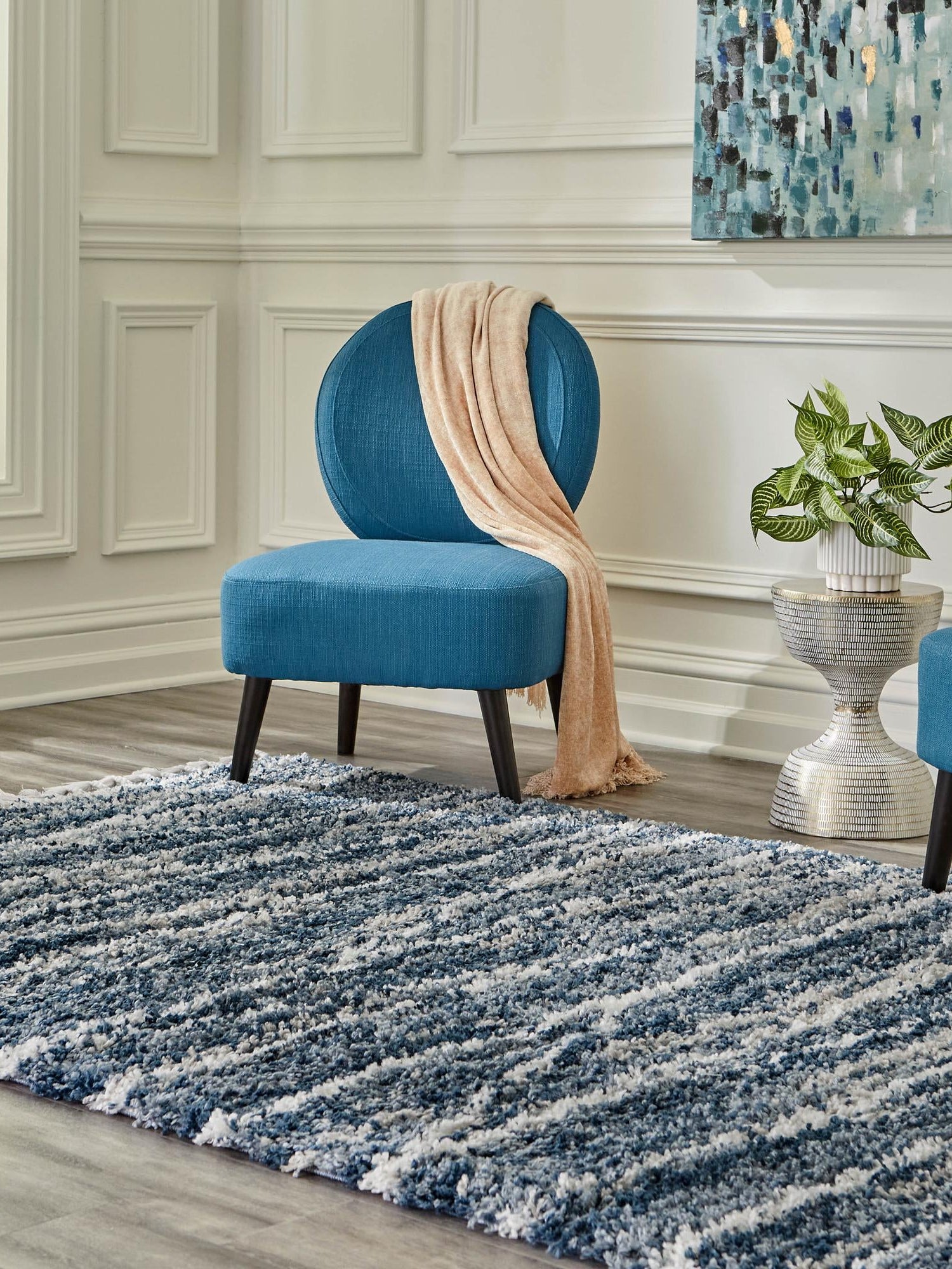 Blue 7' 10 x 10' Serenity Shag Rectangle Area Rug Thick Soft Touch Fluffy & Plush Shaggy Pile Carpet for Living Rooms, Kitchen, Bedrooms, Office, Dorms for Sale at Rug Engine
