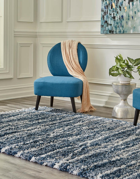 Blue 5' 3 x 8' Serenity Shag Rectangle Area Rug Thick Soft Touch Fluffy & Plush Shaggy Pile Carpet for Living Rooms, Kitchen, Bedrooms, Office, Dorms for Sale at Rug Engine