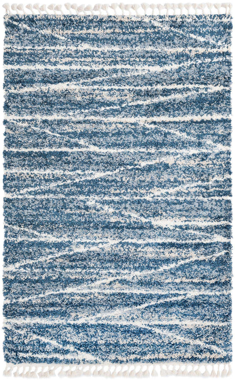 Blue 5' 3 x 8' Serenity Shag Rectangle Area Rug Thick Soft Touch Fluffy & Plush Shaggy Pile