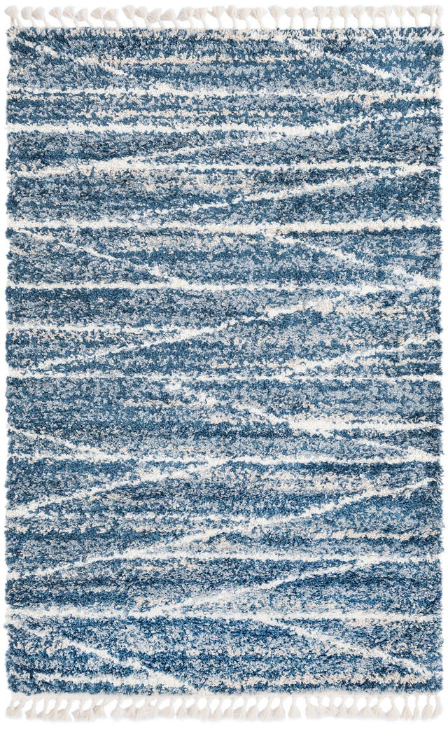 Blue 5' 3 x 8' Serenity Shag Rectangle Area Rug Thick Soft Touch Fluffy & Plush Shaggy Pile