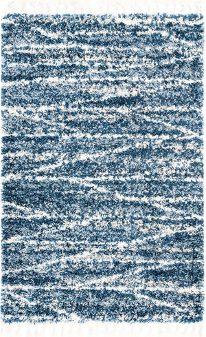 Blue 4' x 6' Serenity Shag Rectangle Area Rug Thick Soft Touch Fluffy & Plush Shaggy Pile