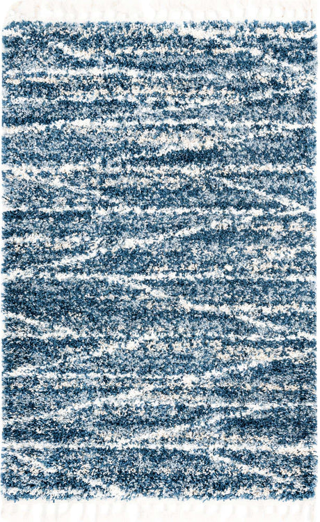 Blue 4' x 6' Serenity Shag Rectangle Area Rug Thick Soft Touch Fluffy & Plush Shaggy Pile