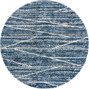 Blue 10' x 10' Serenity Shag Round Area Rug Thick Soft Touch Fluffy & Plush Shaggy Pile