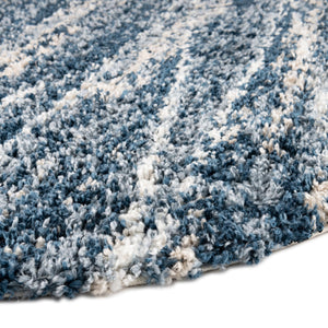 Blue 5' 3 x 5' 3 Serenity Shag Round Area Rug Thick Soft Touch Fluffy & Plush Shaggy Pile