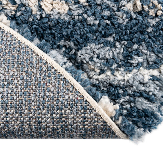 Blue 5' 3 x 5' 3 Serenity Shag Round Area Rug Thick Soft Touch Fluffy & Plush Shaggy Pile