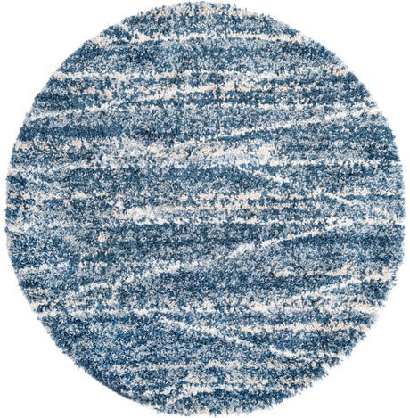 Blue 5' 3 x 5' 3 Serenity Shag Round Area Rug Thick Soft Touch Fluffy & Plush Shaggy Pile