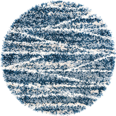 Blue 3' 3 x 3' 3 Serenity Shag Round Area Rug Thick Soft Touch Fluffy & Plush Shaggy Pile