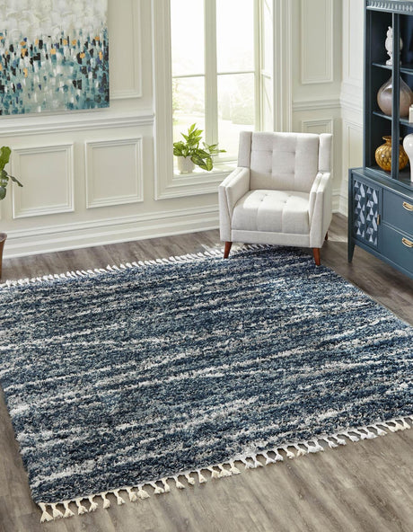 Blue 10' x 10' Serenity Shag Square Area Rug Thick Soft Touch Fluffy & Plush Shaggy Pile