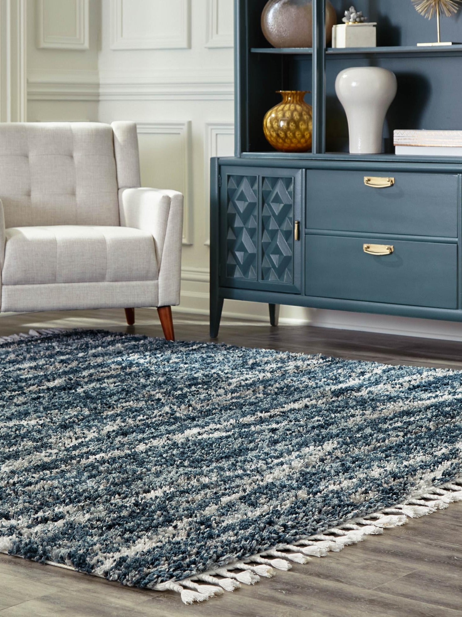 Blue 10' x 10' Serenity Shag Square Area Rug Thick Soft Touch Fluffy & Plush Shaggy Pile Carpet for Living Rooms, Kitchen, Bedrooms, Office, Dorms for Sale at Rug Engine