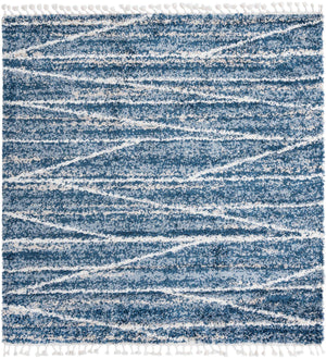 Blue 7' 10 x 7' 10 Serenity Shag Square Area Rug Thick Soft Touch Fluffy & Plush Shaggy Pile